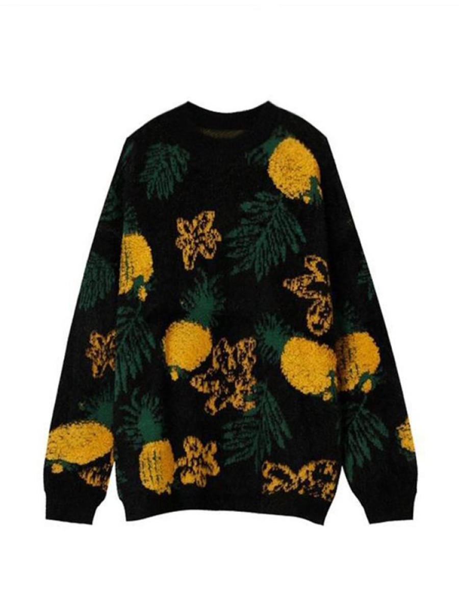 Uomo Emmiol | Maglione Girocollo In Jacquard Ananas Da Uomo