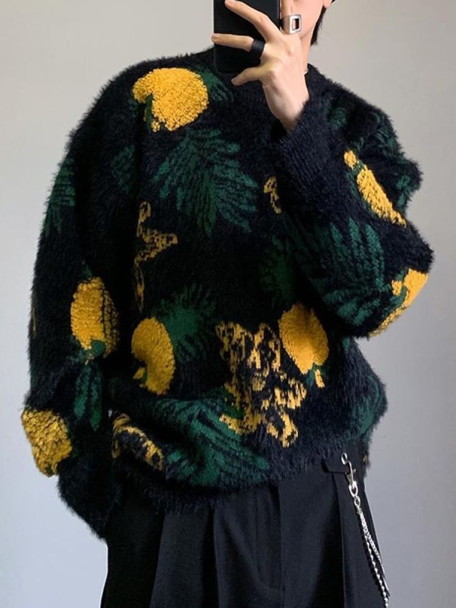 Uomo Emmiol | Maglione Girocollo In Jacquard Ananas Da Uomo