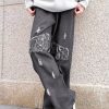 Uomo Emmiol | Jeans Larghi Con Zip Strappati Con Finiture Vintage A Taglio Vivo Da Uomo