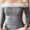 Donna Emmiol | Maglia A Maniche Lunghe Con Bordi In Pizzo E Spalle Scoperte