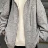 Uomo Emmiol | Felpa Con Cappuccio Oversize Con Zip Foderata In Pile Con Stampa Tinta Unita Da Uomo