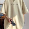 Uomo Emmiol | T-Shirt Oversize Da Uomo A Manica Corta Incrociata In Finta Pelle Scamosciata