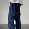 Uomo Emmiol | Jeans Cargo Da Uomo Con Pieghe Blu Scuro Lavato