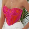 Donna Emmiol | Top A Corsetto A Fascia Con Giunture In Pizzo Color Block