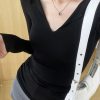 Donna Emmiol | Maglia A Maniche Lunghe Slim Con Scollo A V Tinta Unita