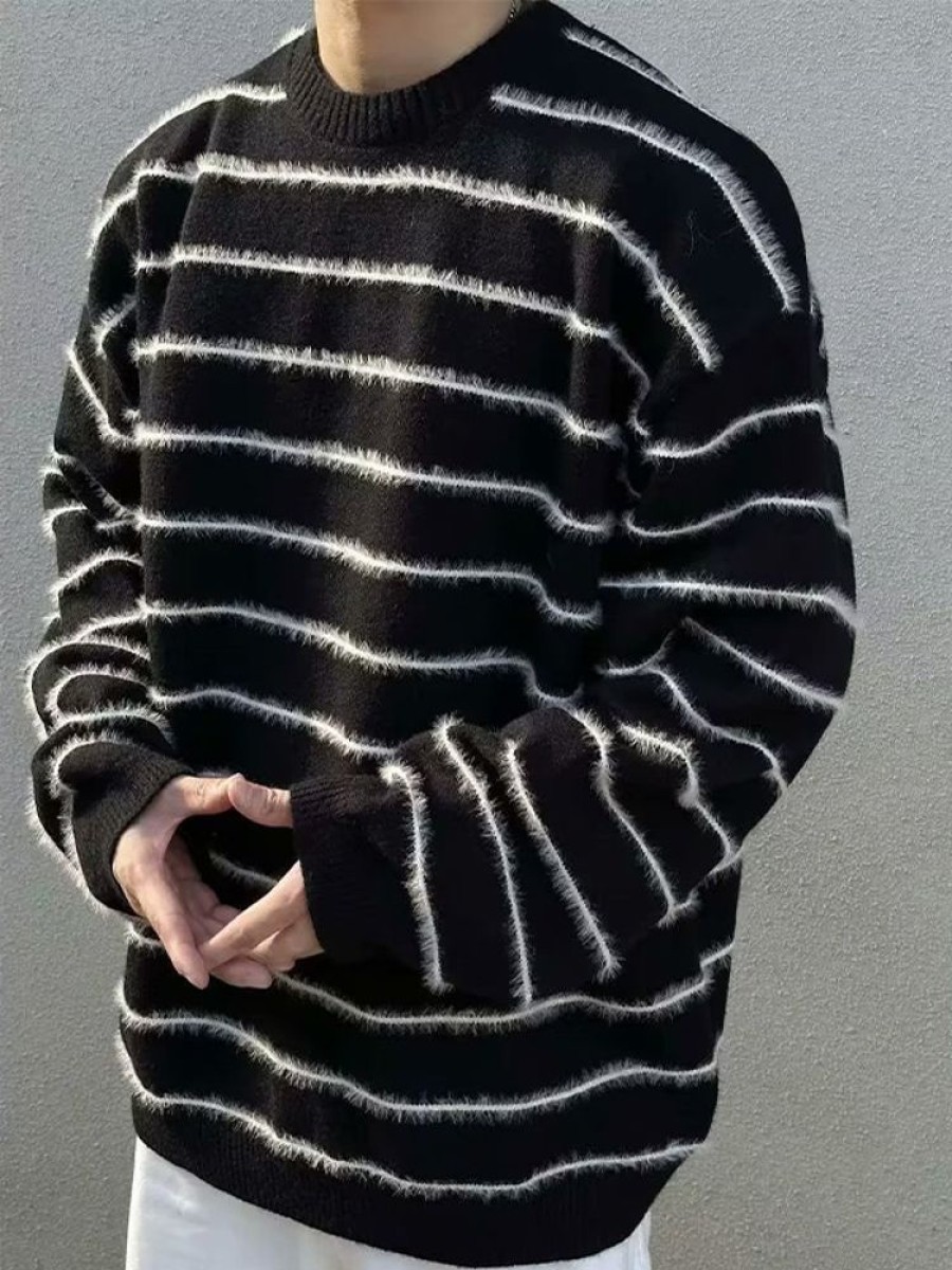 Uomo Emmiol | Maglione Pullover A Righe Vintage Da Uomo