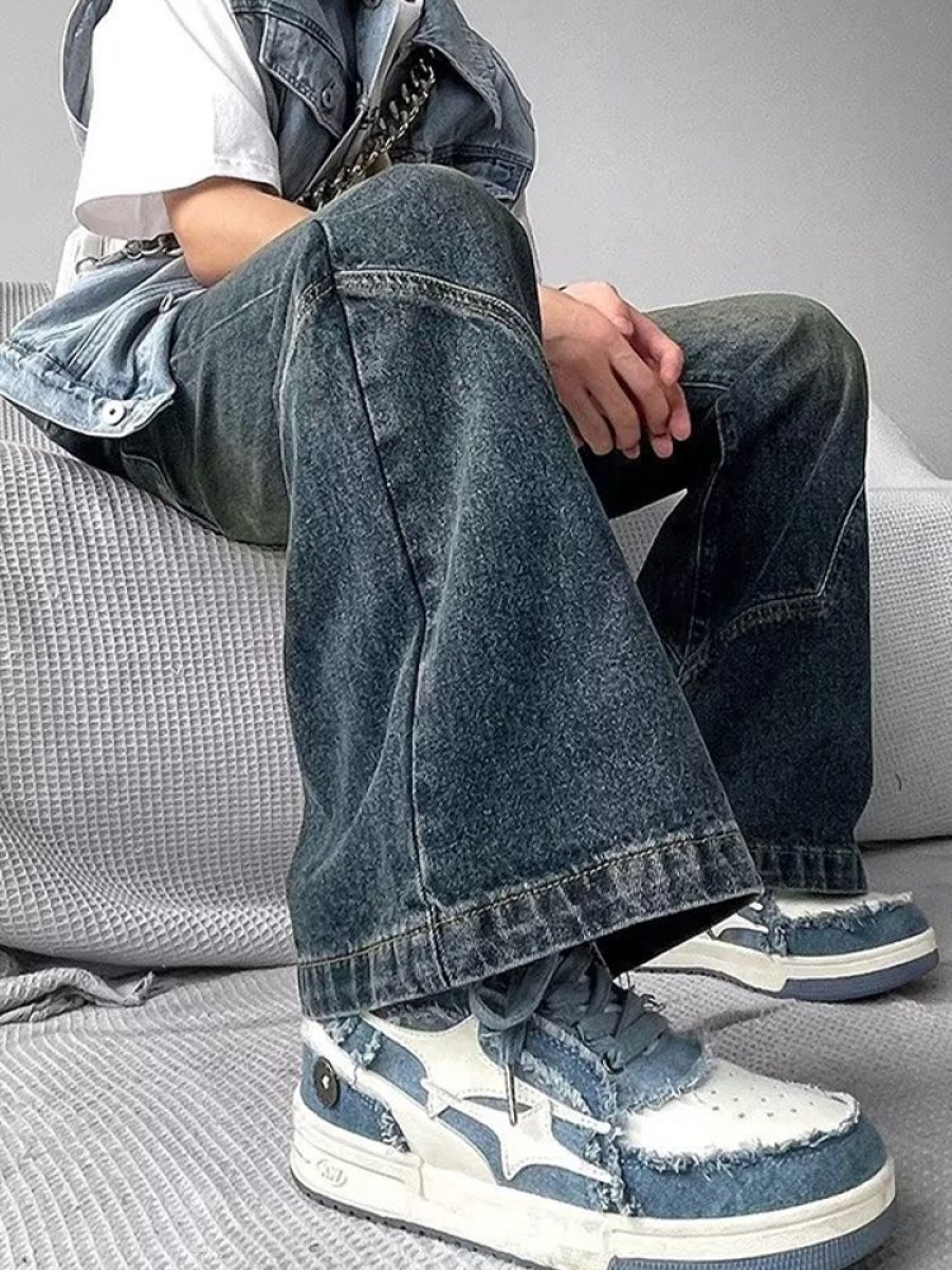 Uomo Emmiol | Jeans Larghi Con Giunture Invecchiate Da Uomo