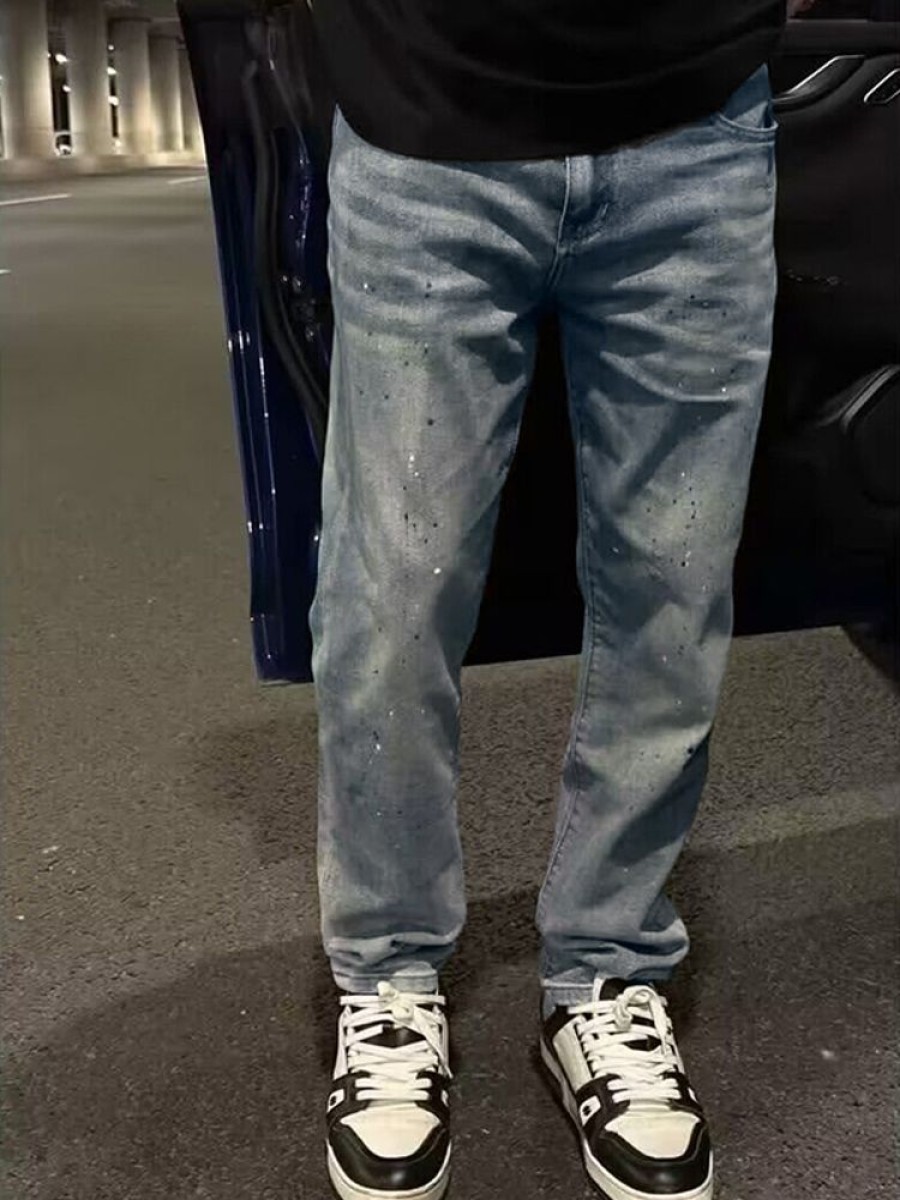 Uomo Emmiol | Jeans Larghi Da Uomo Con Stampa Di Lettere Splash Ink