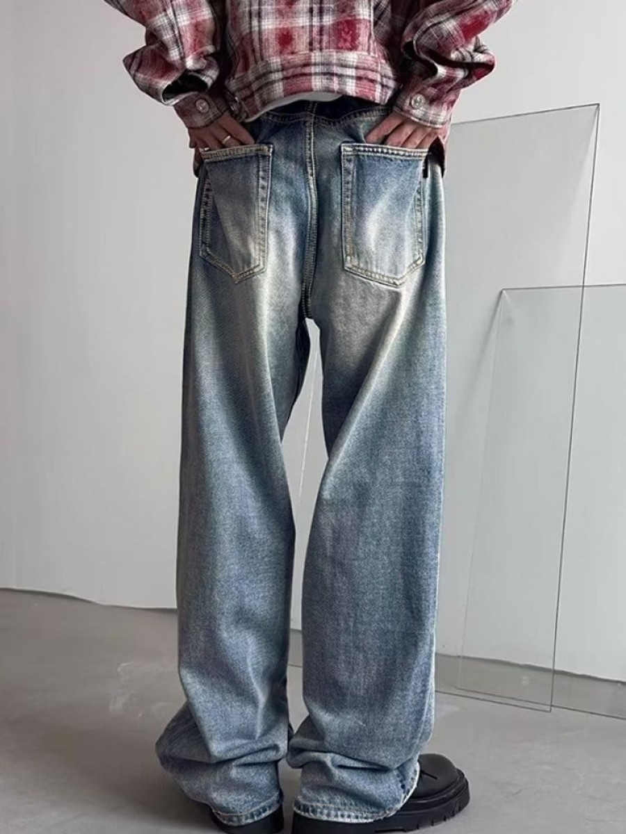 Uomo Emmiol | Jeans Larghi Lavati Chiari Da Uomo