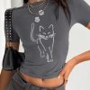 Donna Emmiol | T-Shirt Girocollo A Maniche Corte Con Stampa Cat Graffiti