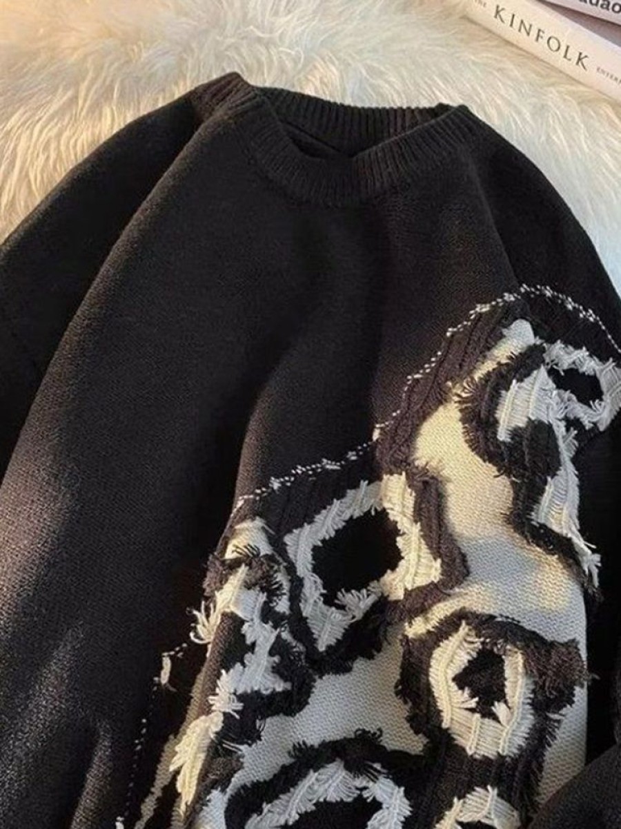 Uomo Emmiol | Maglione Con Giuntura Dal Design Sbrindellato Da Uomo