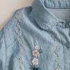 Donna Emmiol | Camicette E Camicie In Denim Lavato Con Ricami Floreali