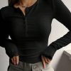 Donna Emmiol | Maglia A Maniche Lunghe Slim Con Scollo A V E Petto In Tinta Unita