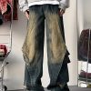 Uomo Emmiol | Jeans Larghi Con Giuntura Con Toppa Effetto Invecchiato Da Uomo