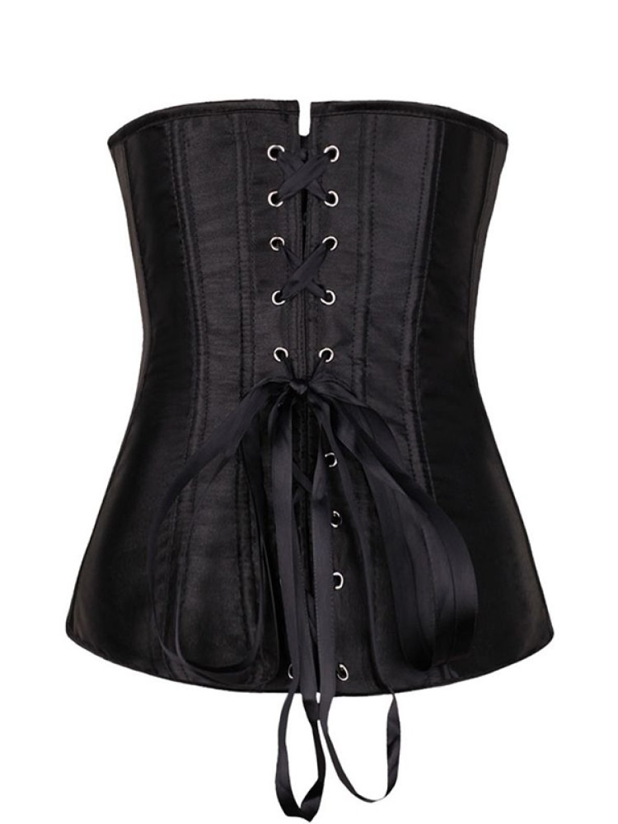 Donna Emmiol | Top A Corsetto Con Retro In Tinta Unita Lucido