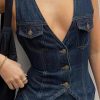 Donna Emmiol | Gilet Da Donna Vintage Con Scollo A V E Petto In Denim