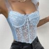 Donna Emmiol | Top A Corsetto Con Allacciatura In Rete Di Pizzo