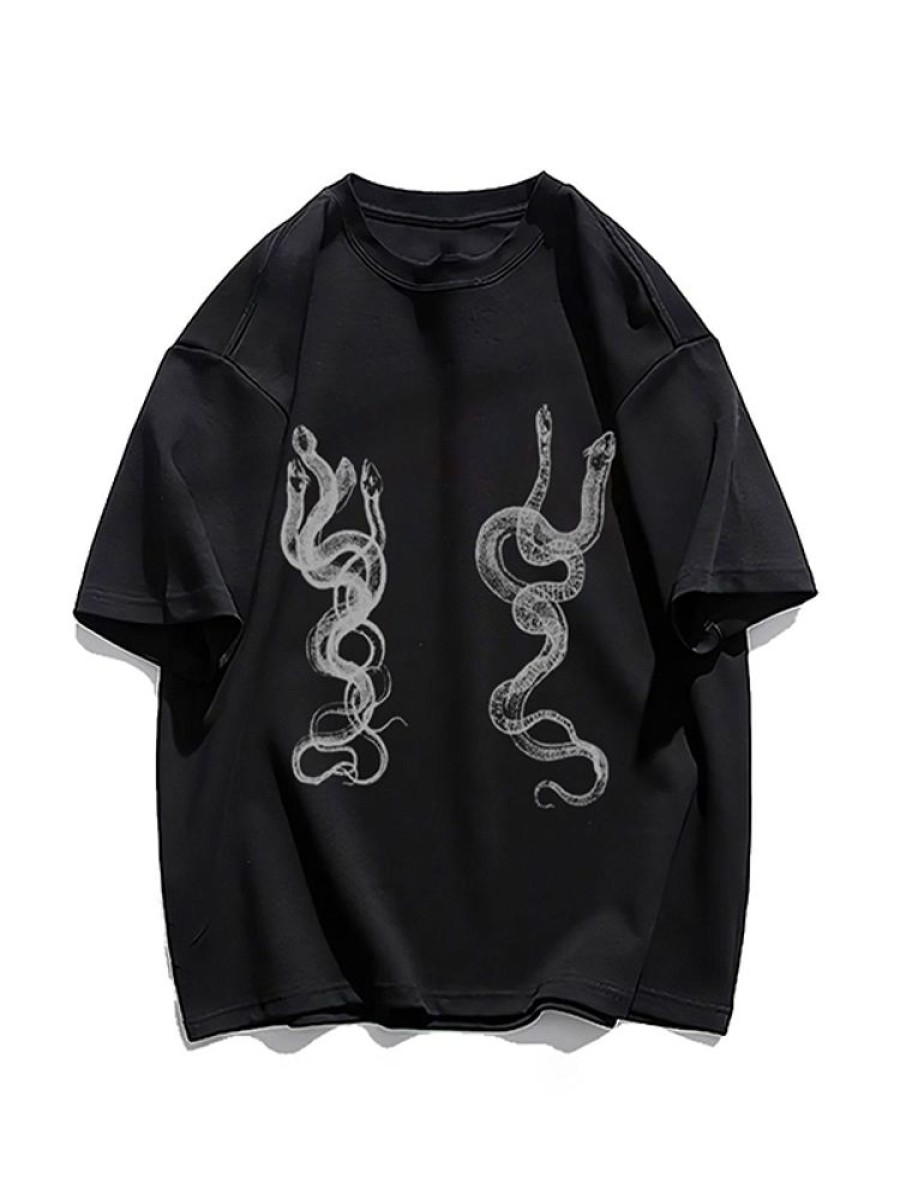 Uomo Emmiol | T-Shirt Da Uomo A Maniche Corte Con Stampa Street Snake