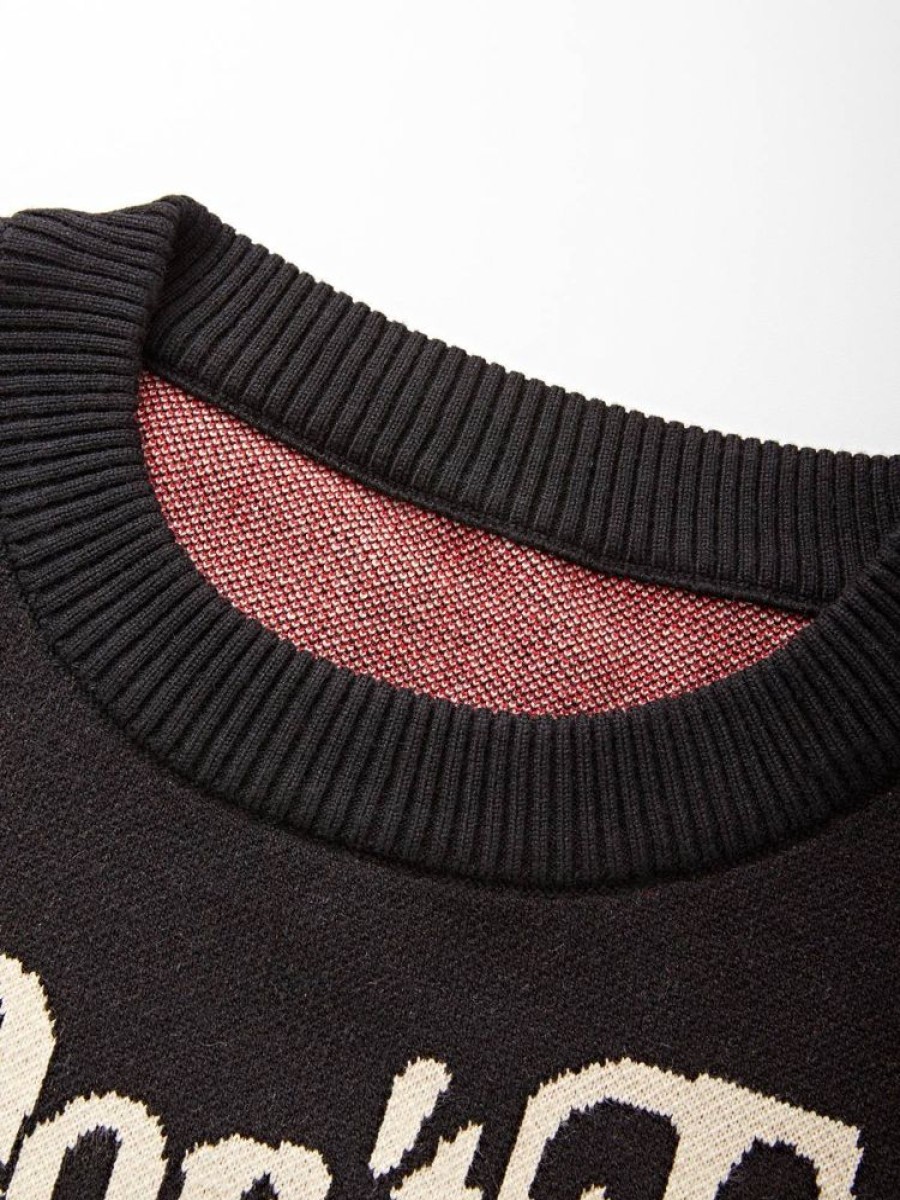 Uomo Emmiol | Maglione Da Uomo In Maglia Jacquard Con Teschio Di Fiamma