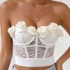 Donna Emmiol | Top A Corsetto Con Petto A Fiore Tridimensionale In Pizzo