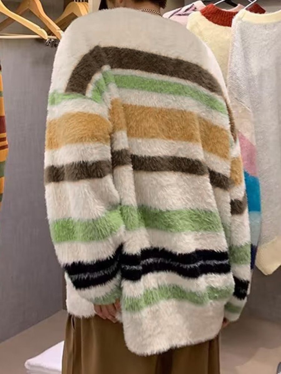 Uomo Emmiol | Maglione Sfocato Da Uomo Con Giunture A Righe Irregolari