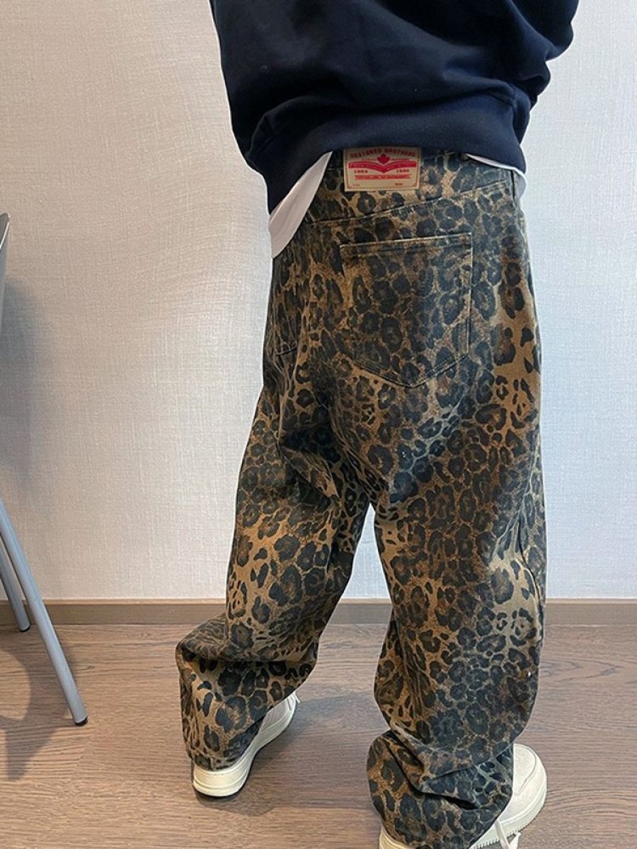 Uomo Emmiol | Pantaloni Larghi Da Uomo Con Stampa Leopardata