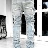 Uomo Emmiol | Jeans Slim Da Uomo Con Taglio Vivo E Lavaggio Azzurro