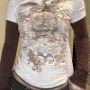 Donna Emmiol | T-Shirt A Maniche Lunghe In Due Pezzi Con Stampa Vintage A Contrasto