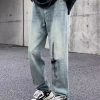 Uomo Emmiol | Jeans Larghi Strappati Con Cerniera Lavato Vintage Da Uomo