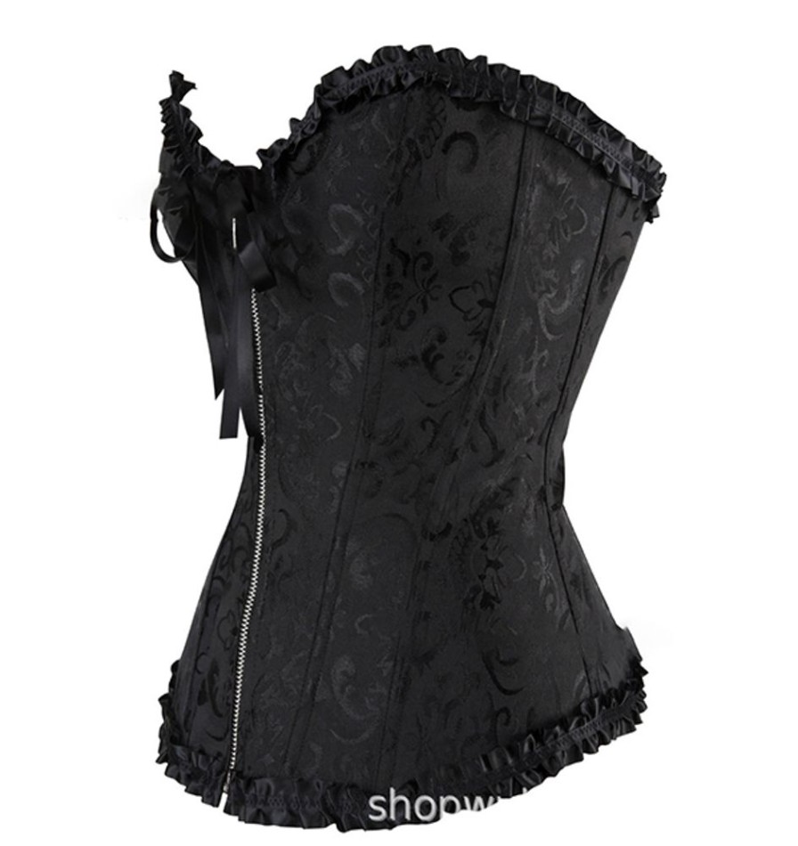 Donna Emmiol | Top A Corsetto Sul Davanti Con Stampa Vintage Con Volant E Chiusura Con Zip