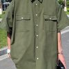 Uomo Emmiol | Camicia Cargo Button Down Da Uomo A Maniche Corte