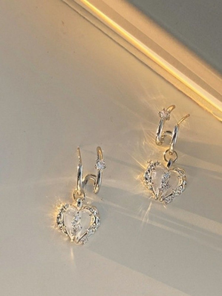 Accessori Emmiol | Orecchini Con Ciondolo A Cuore In Zircone Con Strass